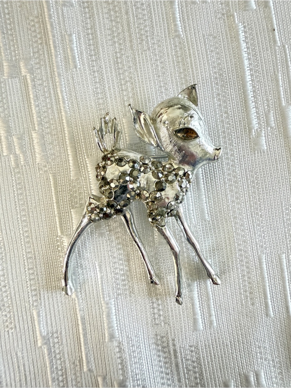 Silver Crystal Fawn Accent Figurine